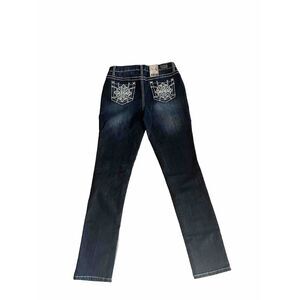Earl Jeans Women's 6 Cross Embellished Denim Blue Skinny Mid-Rise